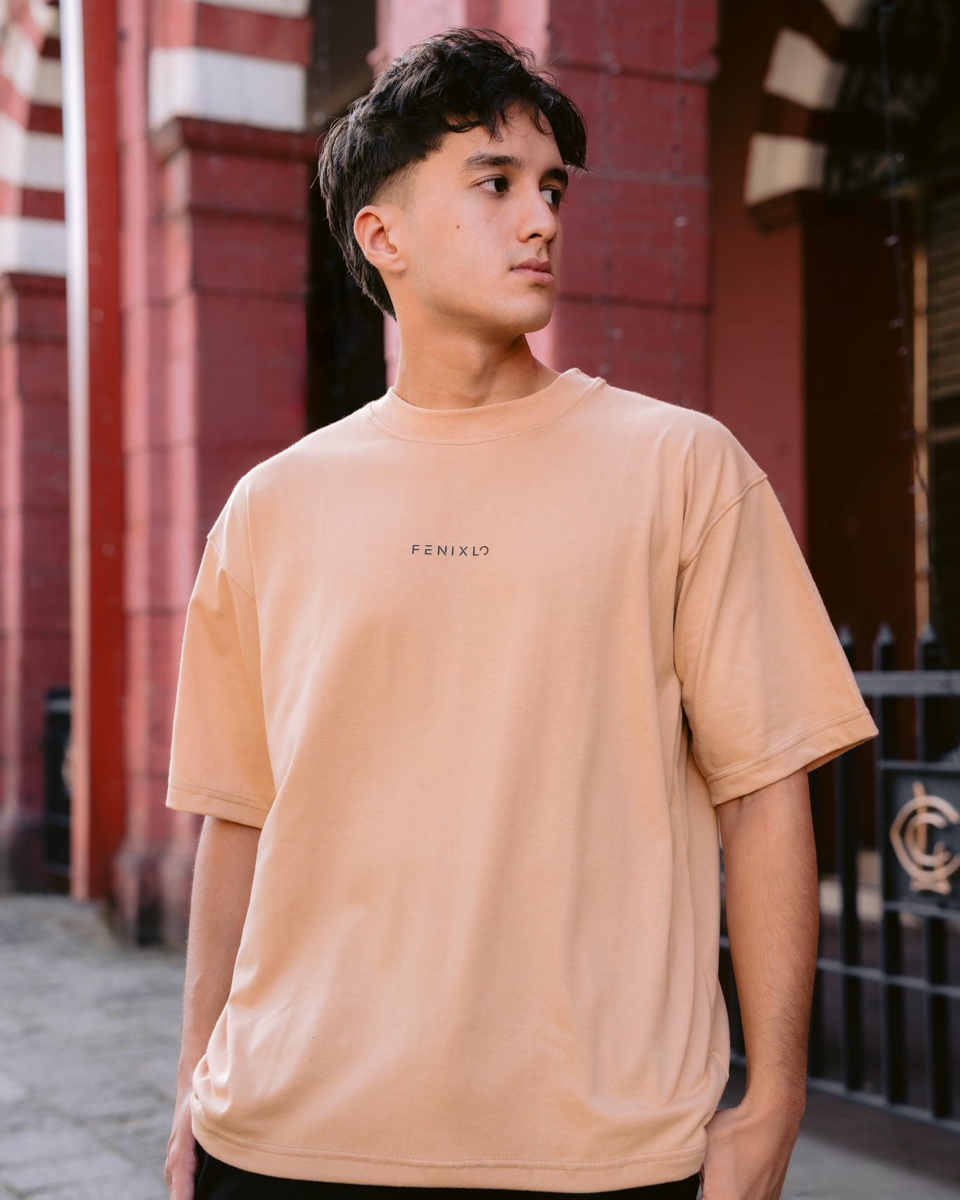 FENIXLO beige crew neck tee
