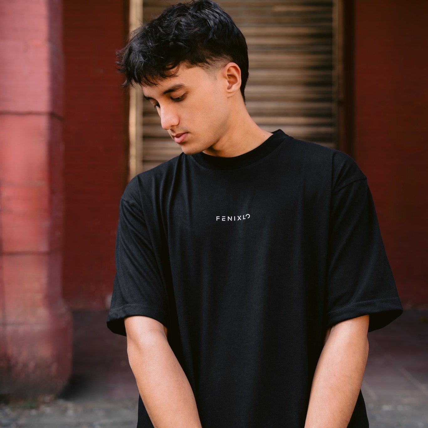 Fenix branded black streetwear t-shirt with minimal chest print
