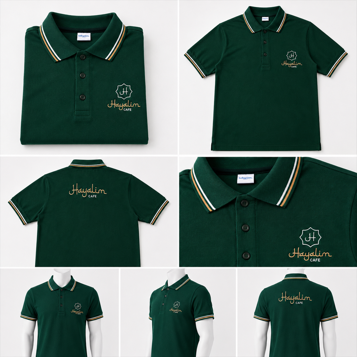 Hayalim Cafe green embroidered polo