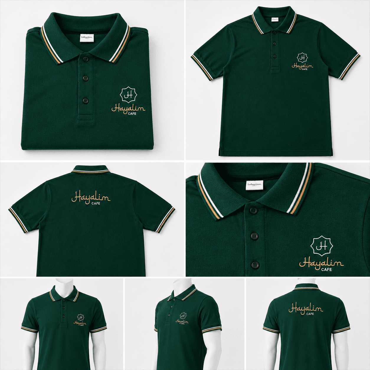 Hayalim Cafe green embroidered polo