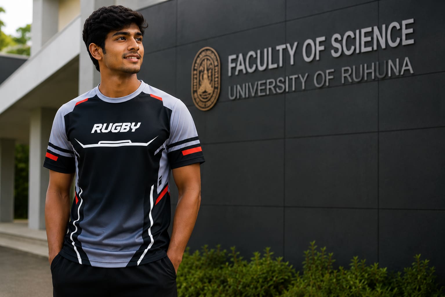 University of Ruhuna Faculty of Science rugby player in Mezzo sublimated jersey